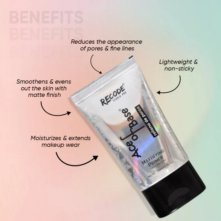 Recode Ace of Base Mattifying Primer for Face Makeup 30ml | Applicable on Oily & Dry Skin | Blurs Fine Lines, Wrinkles & Pores Hover